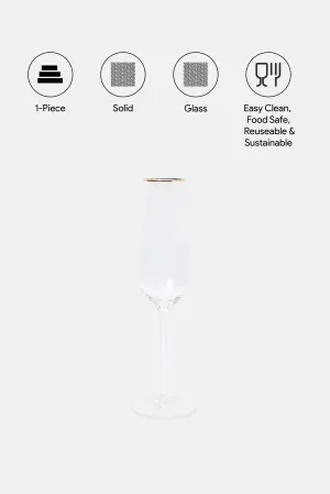 Clear Stemware Flute With Gold Rim