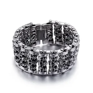 Stainless Steel 30mm Wide Skull Bracelet